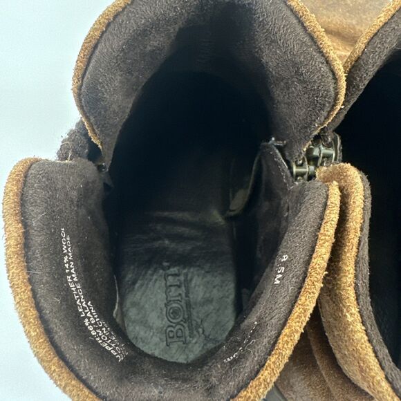 Born Brown Suede Wool Ankle Boots Side Zip Flat Comfort F03226 Womens 8.5 M - Picture 8 of 14